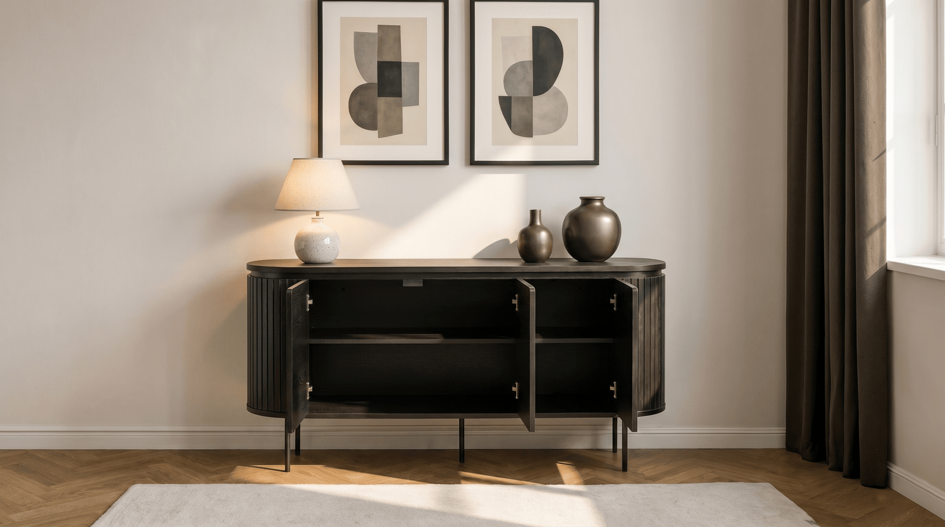 Buffet BECK 160 cm à trois portes - TRUST INDUSTRIE - Chêne - 