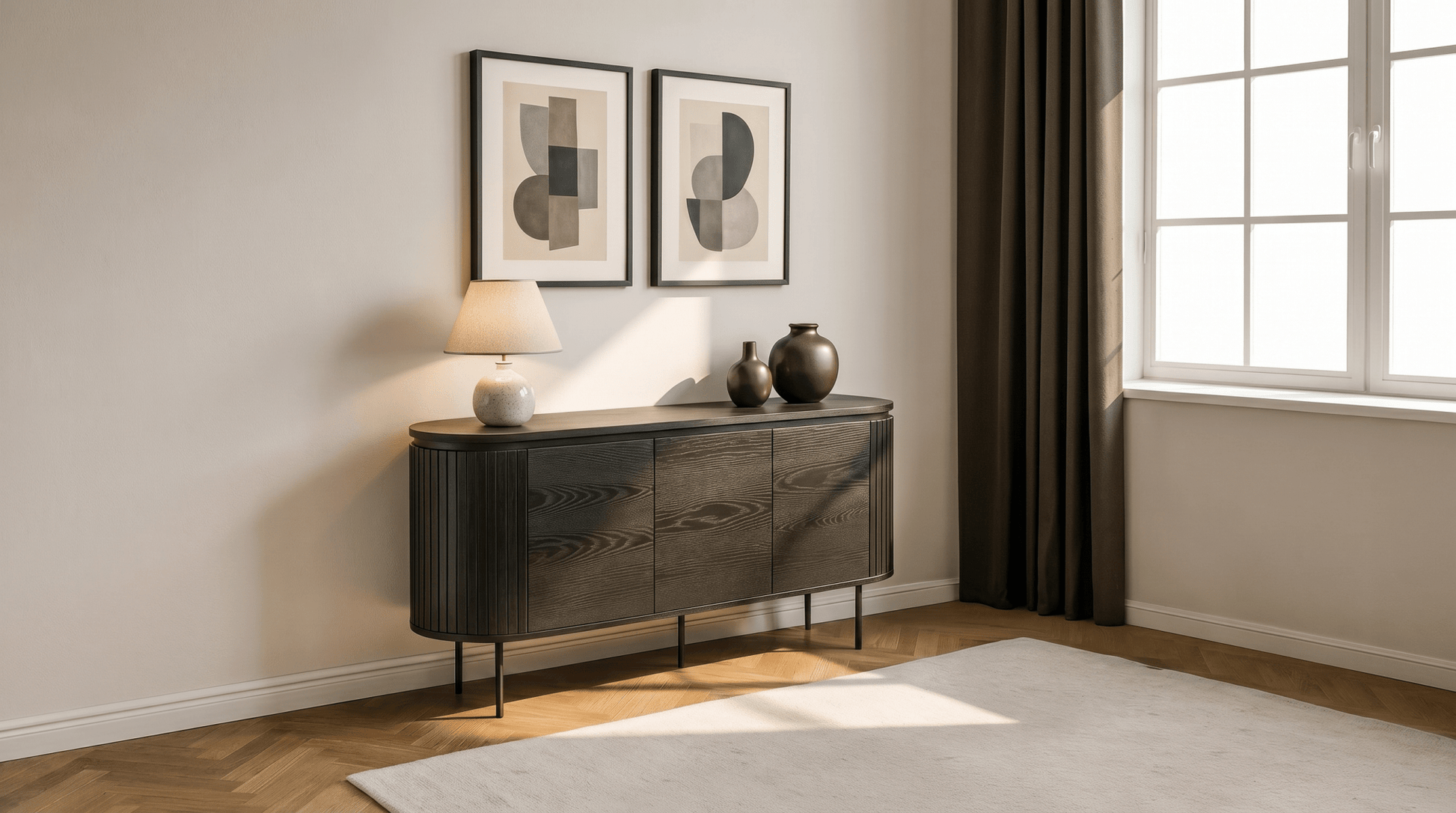 Buffet BECK 160 cm à trois portes - TRUST INDUSTRIE - Chêne - 