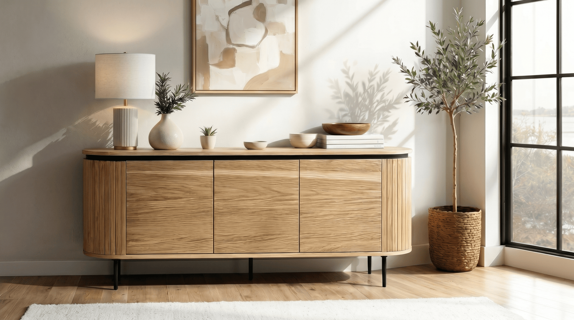Buffet BECK 160 cm à trois portes - TRUST INDUSTRIE - Chêne - 