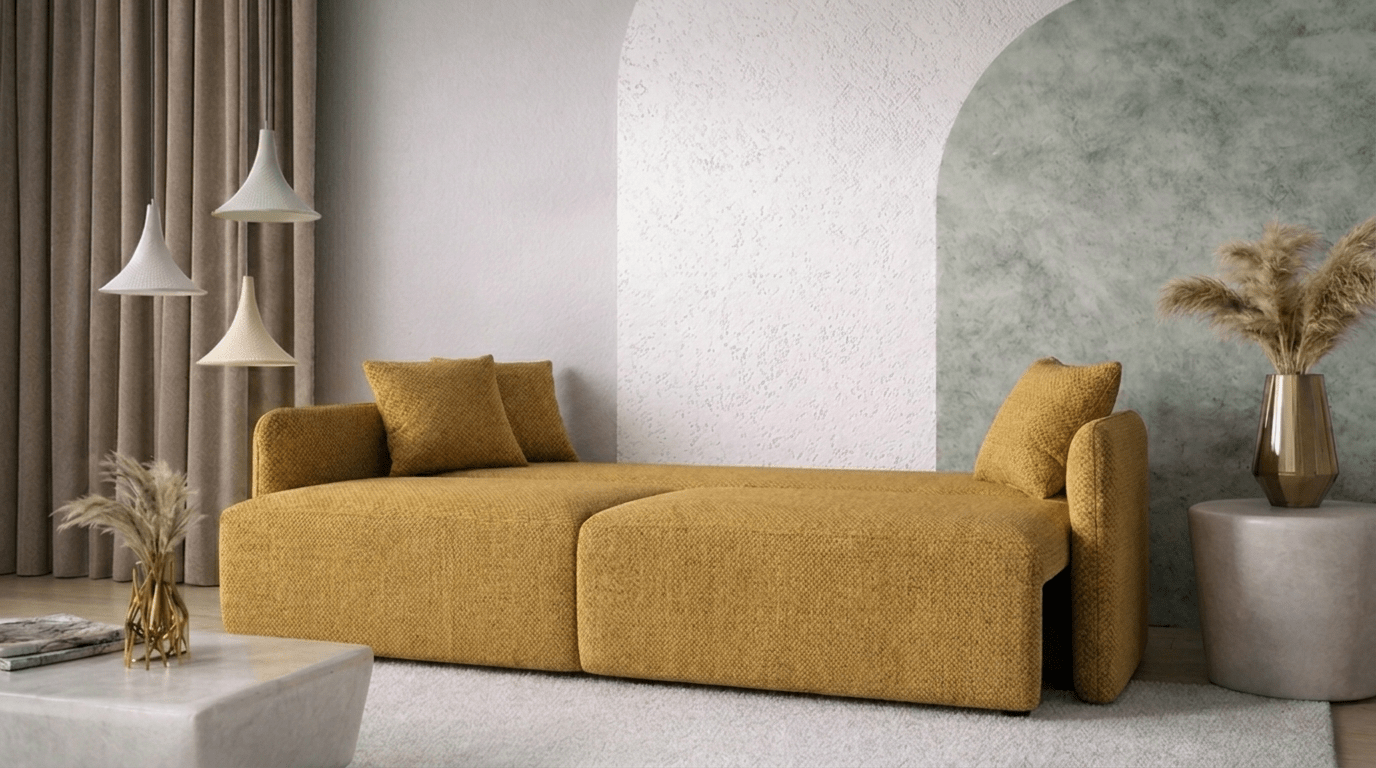 Canapé convertible FOREST - TRUST INDUSTRIE - Moutarde - 