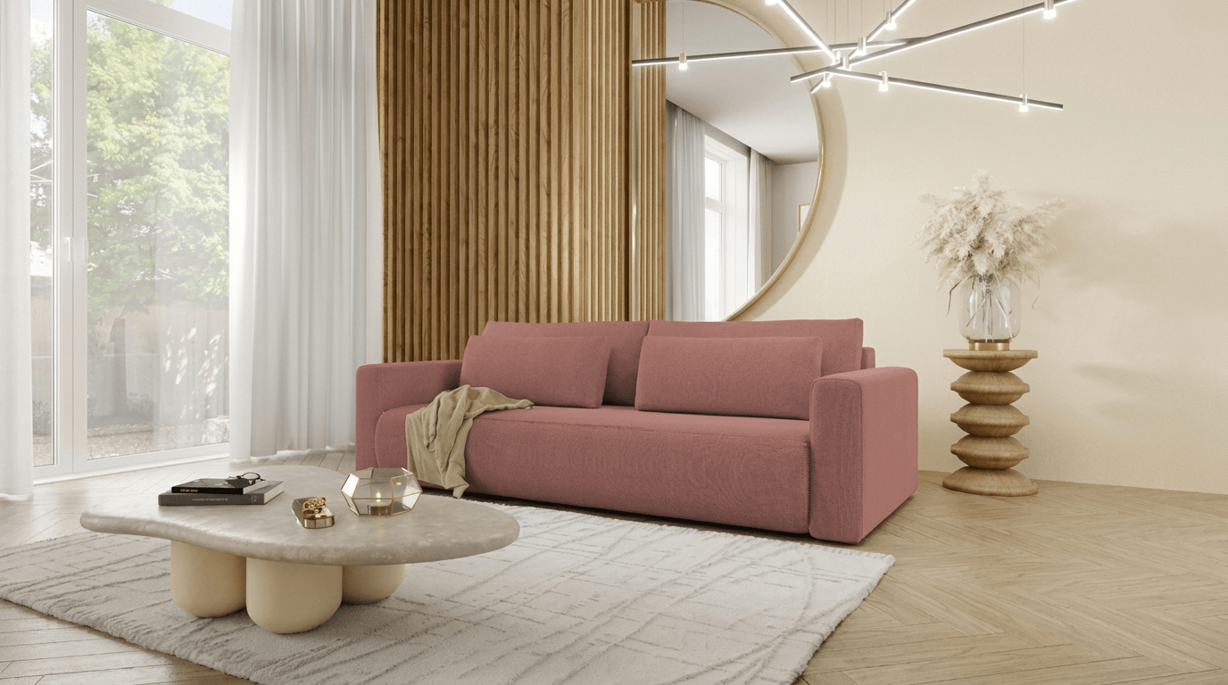 Canapé convertible WELLY - TRUST INDUSTRIE - Rose - 