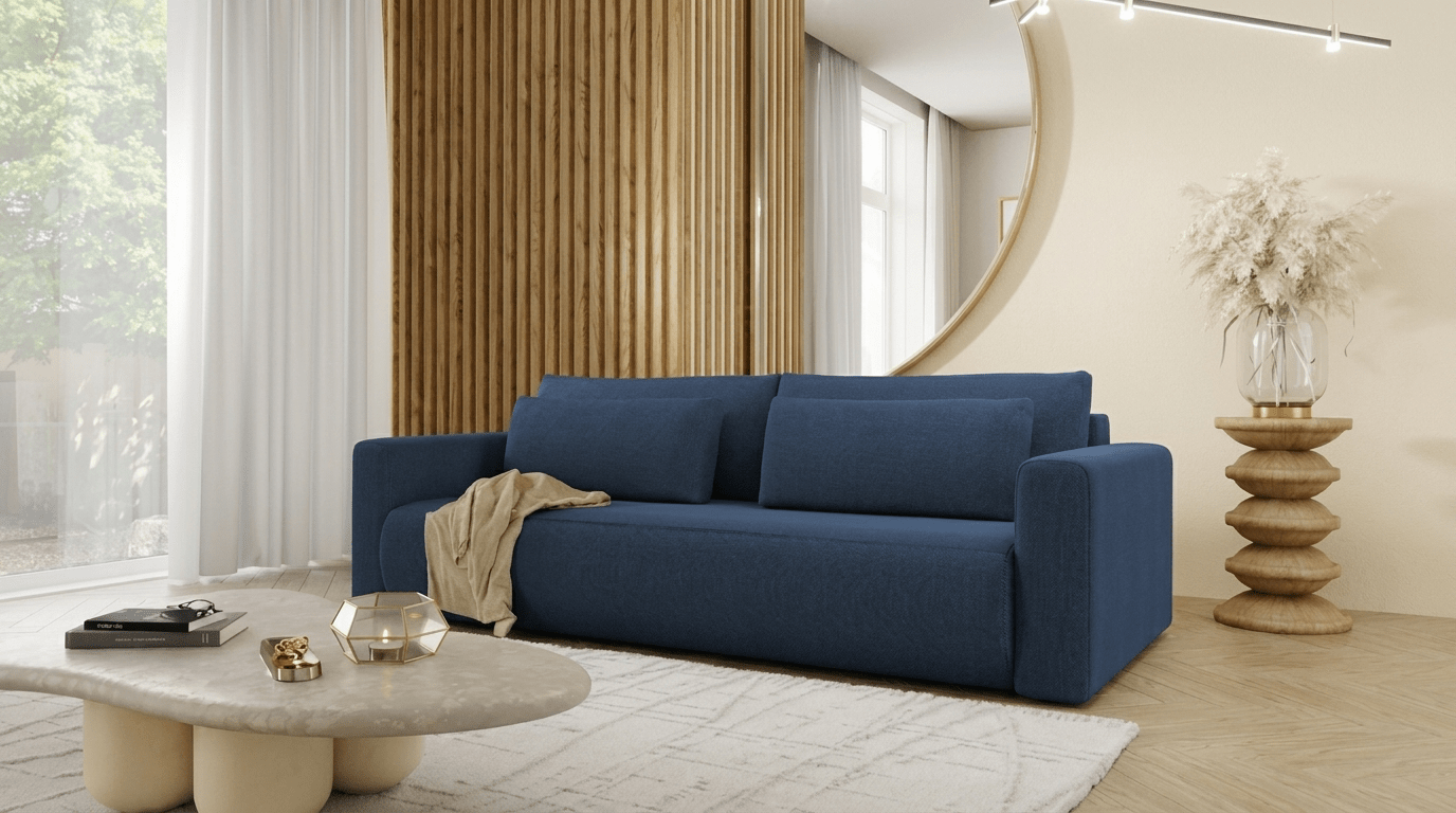 Canapé convertible WELLY - TRUST INDUSTRIE - Bleu - 