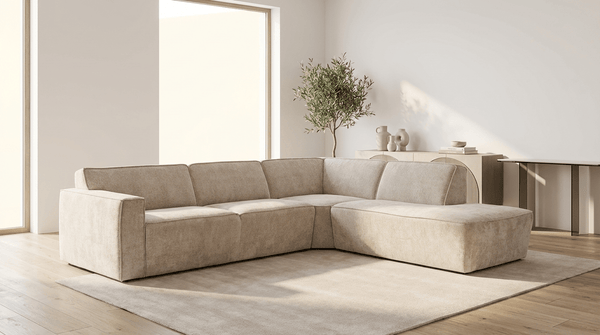 Canapé d’angle 6 places LIMA en tissu laine beige - TRUST INDUSTRIE - Angle droit - 