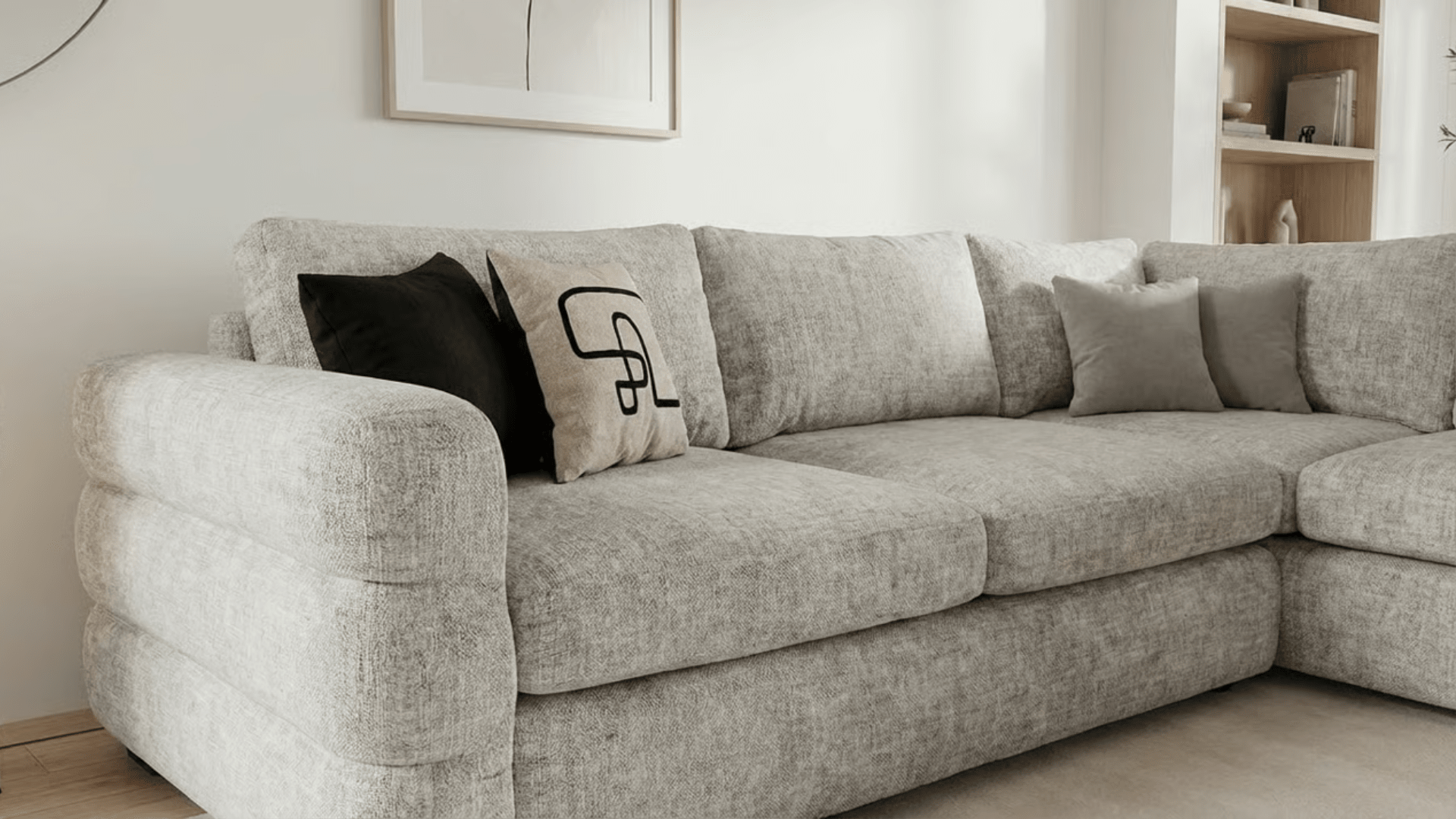 Canapé d’angle 6 places TOBIY en velours - Trust Industrie - Beige - Droit