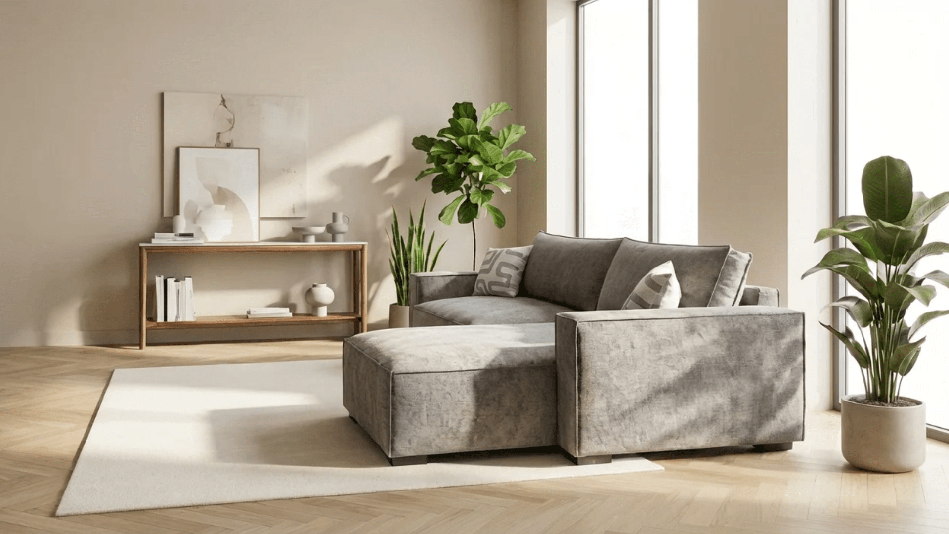 Canapé d’angle convertible 4 places NIZZA en tissu microfibre avec coffre - TRUST INDUSTRIE - Gris - Gauche - 