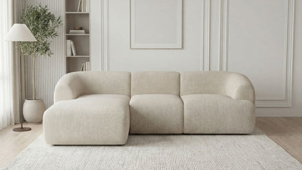 Canapé d’angle convertible 4 places PUFFY en tissu