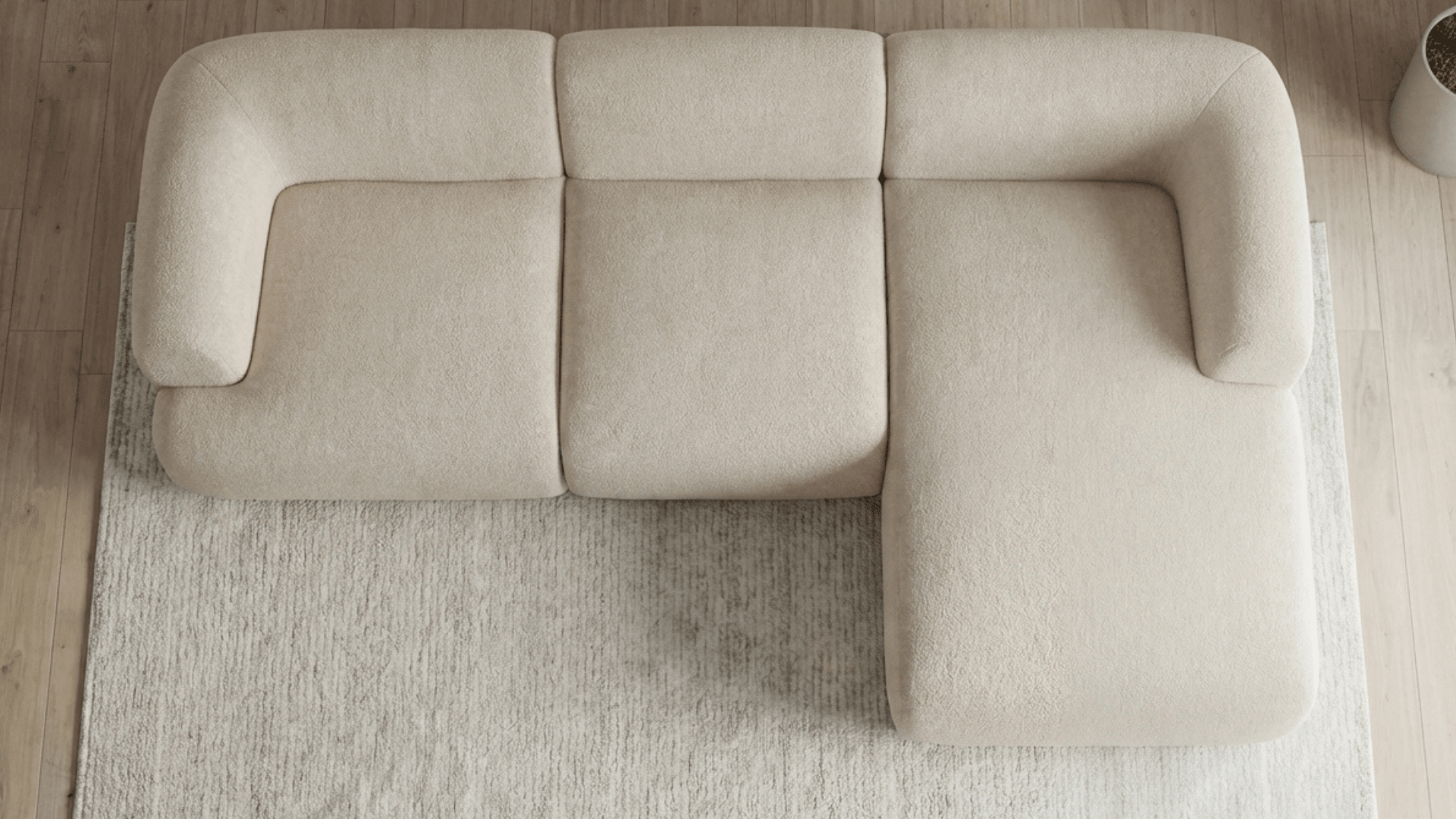 Canapé d’angle convertible 4 places PUFFY en tissu - Trust Industrie - Ecru - Droit