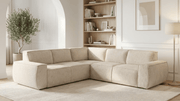 Canapé d’angle convertible 7 places ADAMO en tissu avec coffre - Trust Industrie - Ecru - 