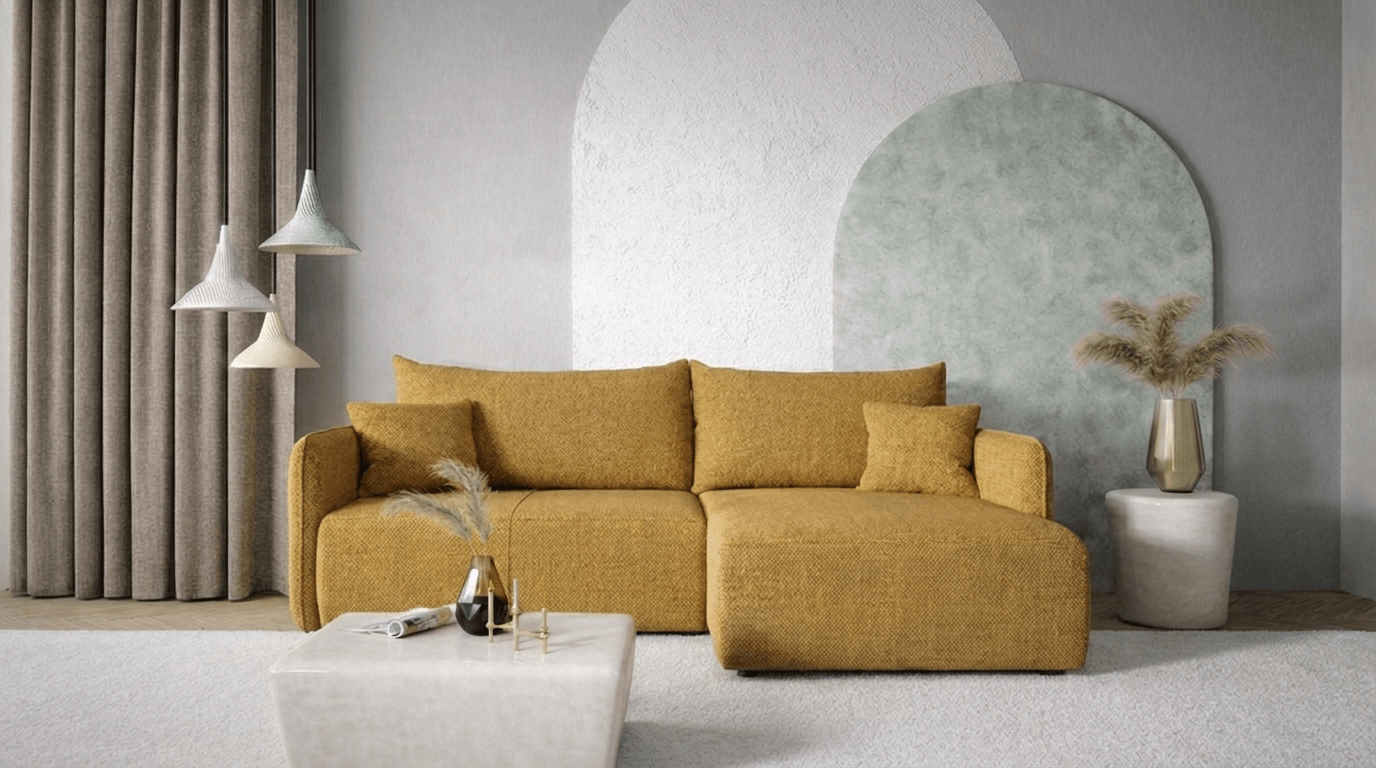 Canapé d’angle convertible FOREST L - TRUST INDUSTRIE - Moutarde - 