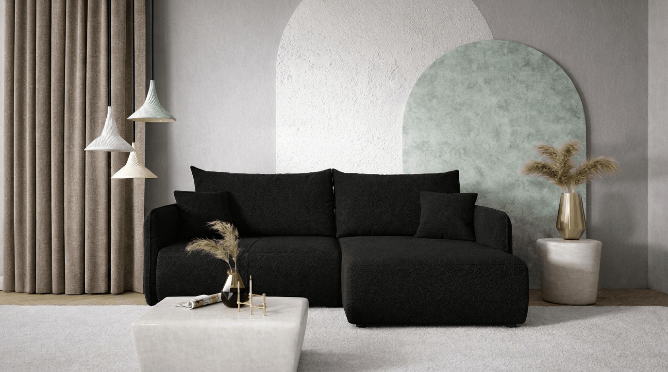 Canapé d’angle convertible FOREST L - TRUST INDUSTRIE - Noir - 