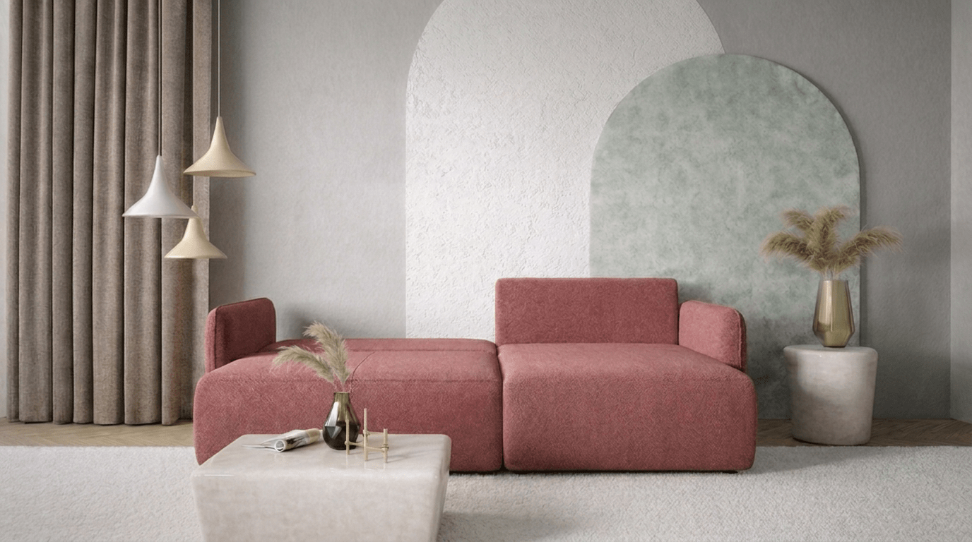 Canapé d’angle convertible FOREST L - TRUST INDUSTRIE - Rose - 