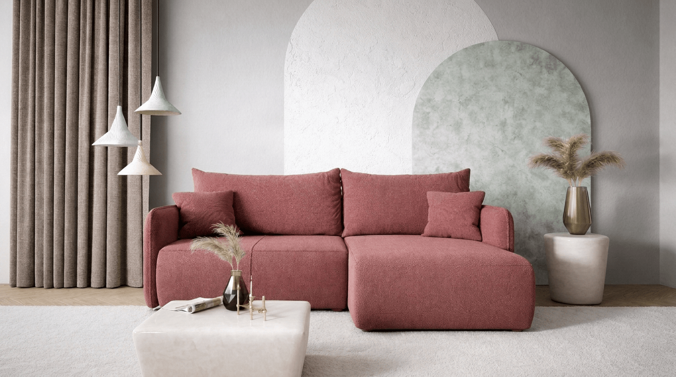 Canapé d’angle convertible FOREST L - TRUST INDUSTRIE - Rose - 