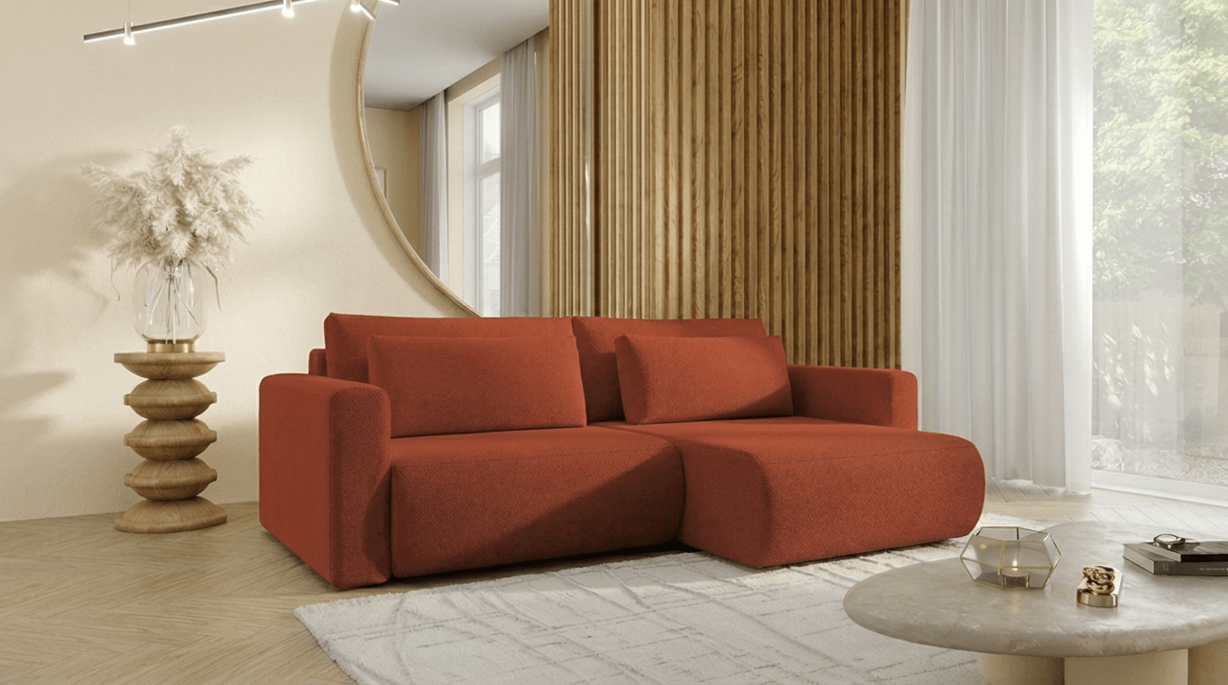 Canapé d’angle convertible WELLY MINI - TRUST INDUSTRIE - Terracotta - 