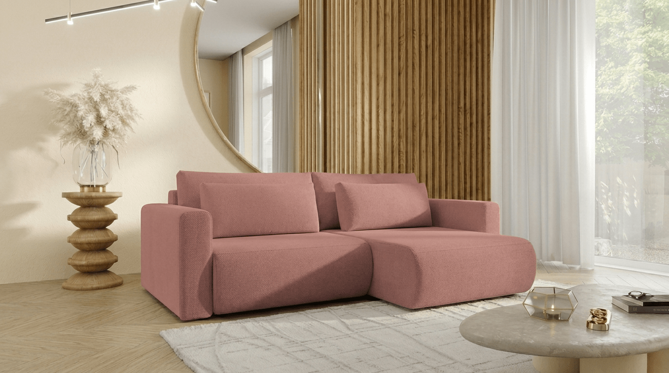 Canapé d’angle convertible WELLY MINI - TRUST INDUSTRIE - Rose - 