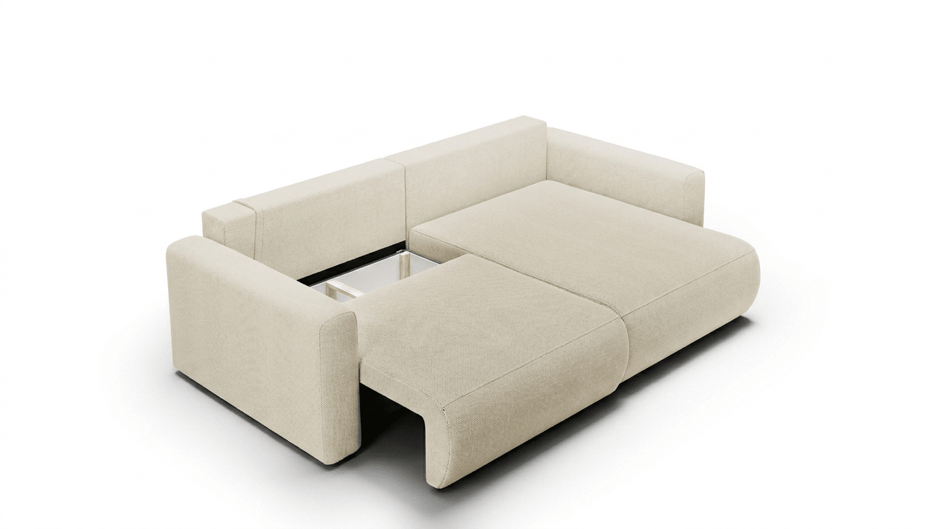 Canapé d’angle convertible WELLY MINI - TRUST INDUSTRIE - Beige - 