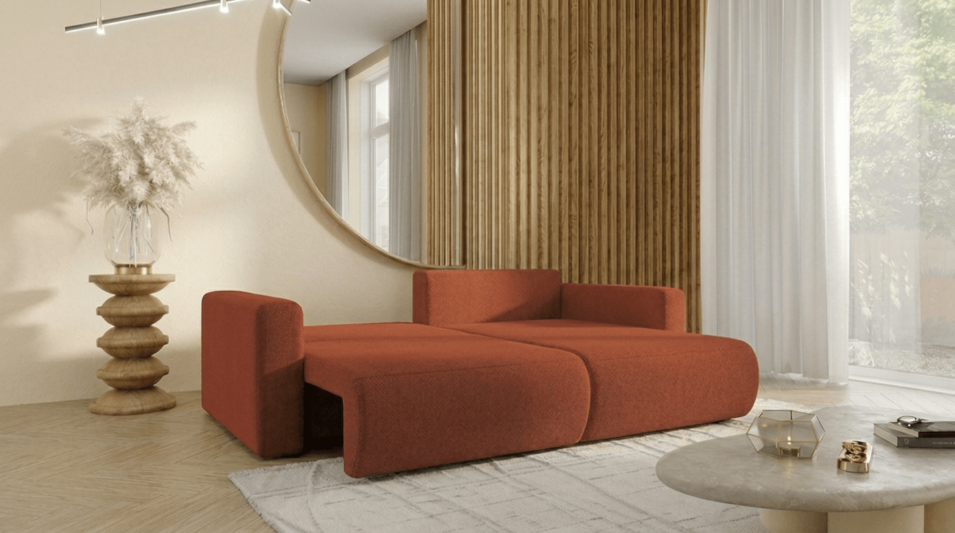 Canapé d’angle convertible WELLY MINI - TRUST INDUSTRIE - Terracotta - 
