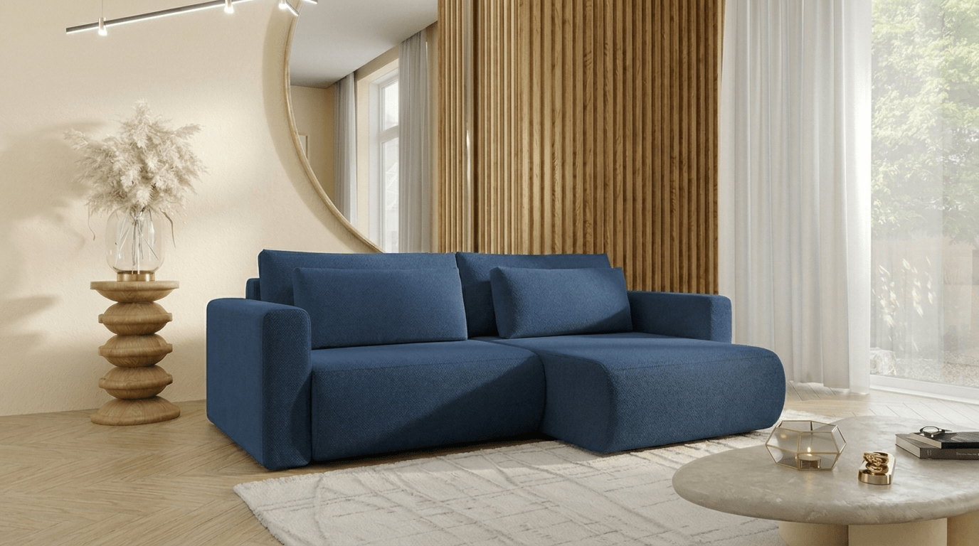 Canapé d’angle convertible WELLY MINI - TRUST INDUSTRIE - Bleu - 