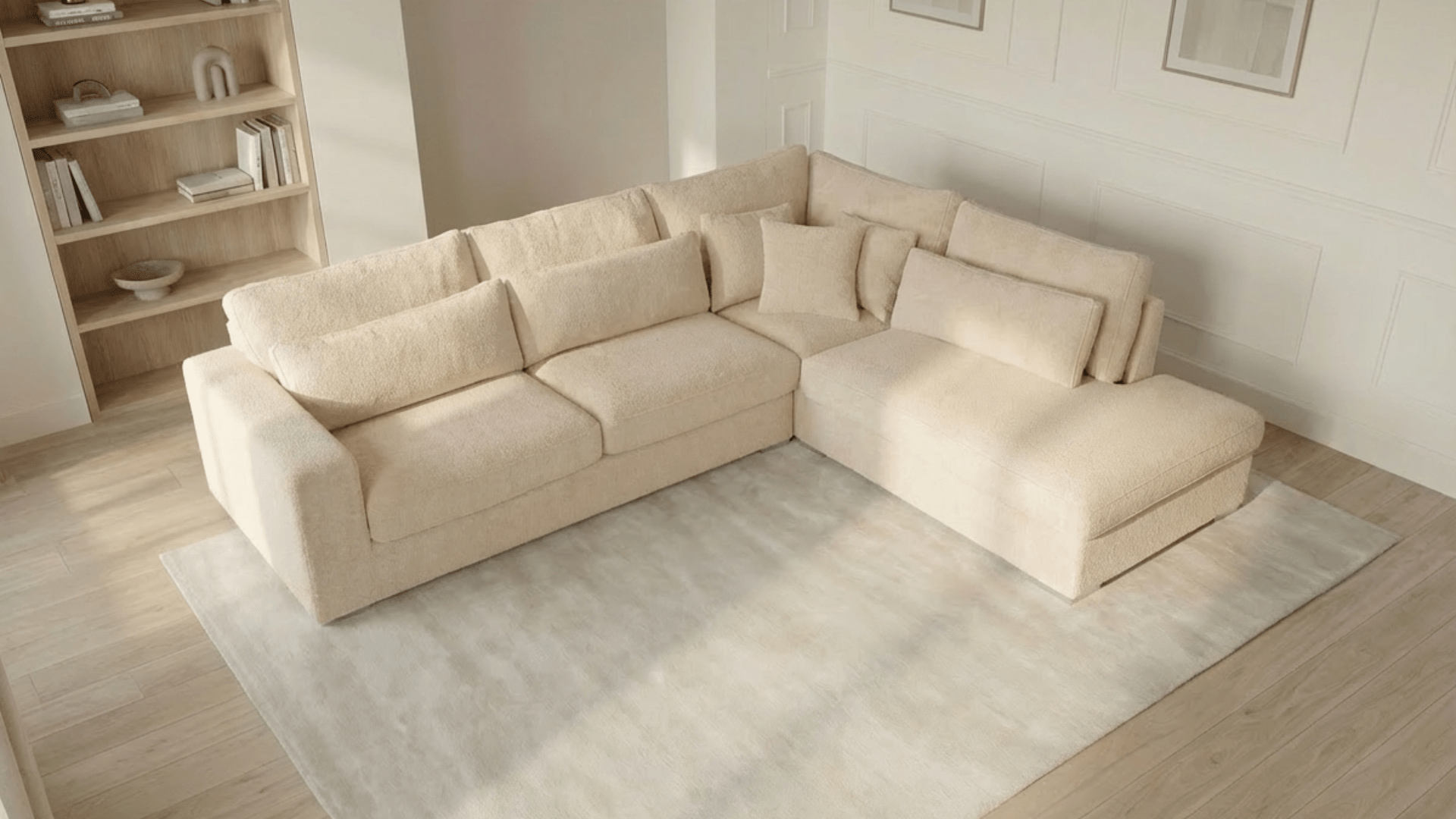Canapé d'angle déhoussable 4 places BERGEN en velours - Trust Industrie - Beige - Droit