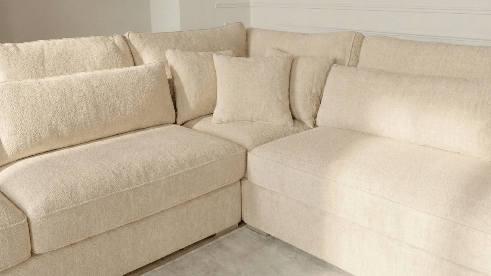 Canapé d'angle déhoussable 4 places BERGEN en velours - Trust Industrie - Beige - Droit