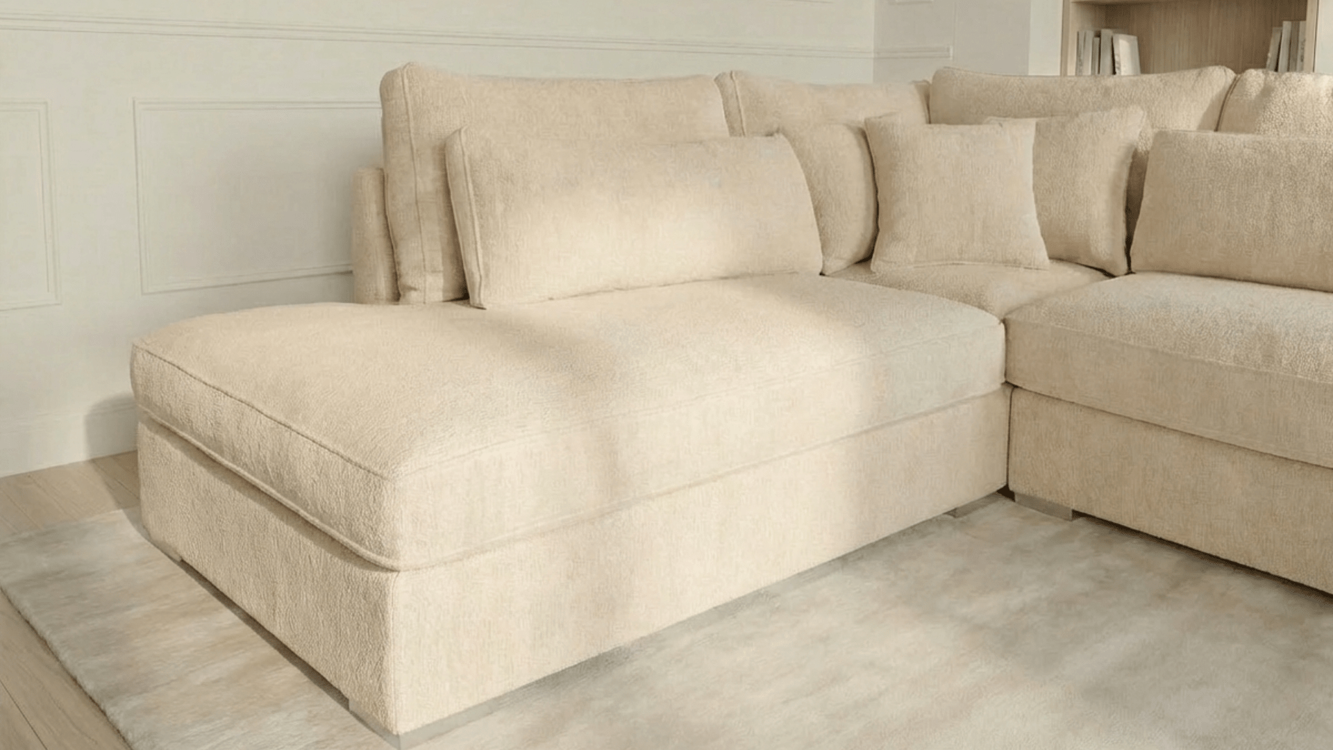 Canapé d'angle déhoussable 4 places BERGEN en velours - Trust Industrie - Beige - 