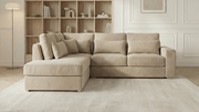Canapé d’angle déhoussable 4 places CAMELIA en velours - Trust Industrie - Beige - Gauche