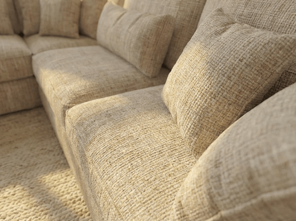 Canapé d'angle déhoussable 4 places MARBELLA en tweed - TRUST INDUSTRIE - Beige 05 - Angle gauche - 