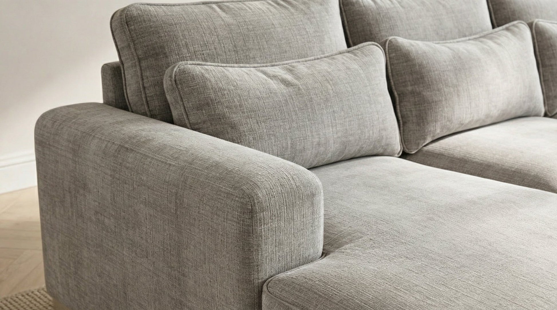 Canapé d'angle déhoussable 4/5 places mini MARBELLA en tweed - TRUST INDUSTRIE - Gris - Gauche - Droit