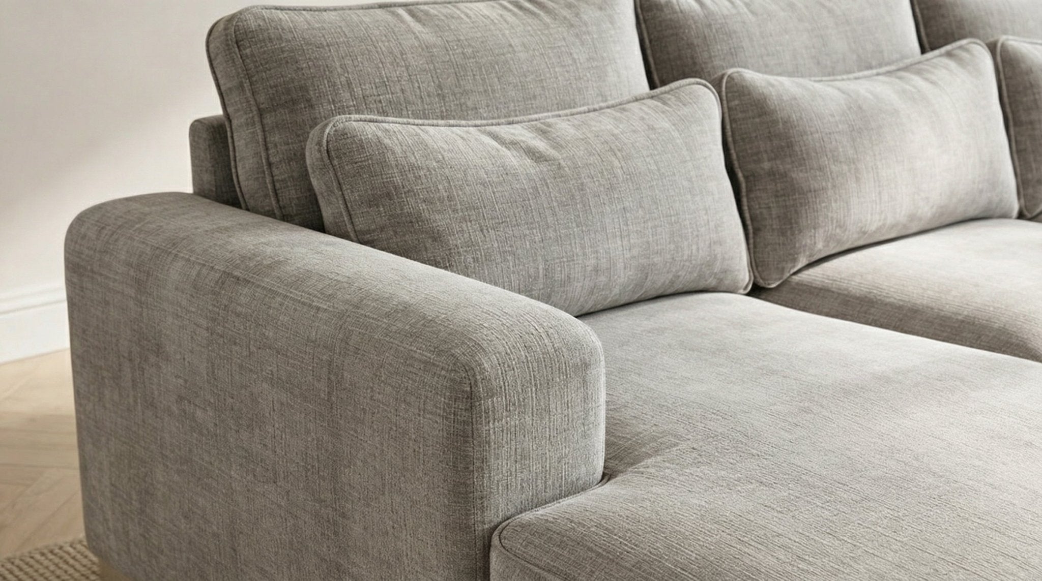 Canapé d'angle déhoussable 4/5 places mini MARBELLA en tweed - TRUST INDUSTRIE - Gris - Gauche - Droit