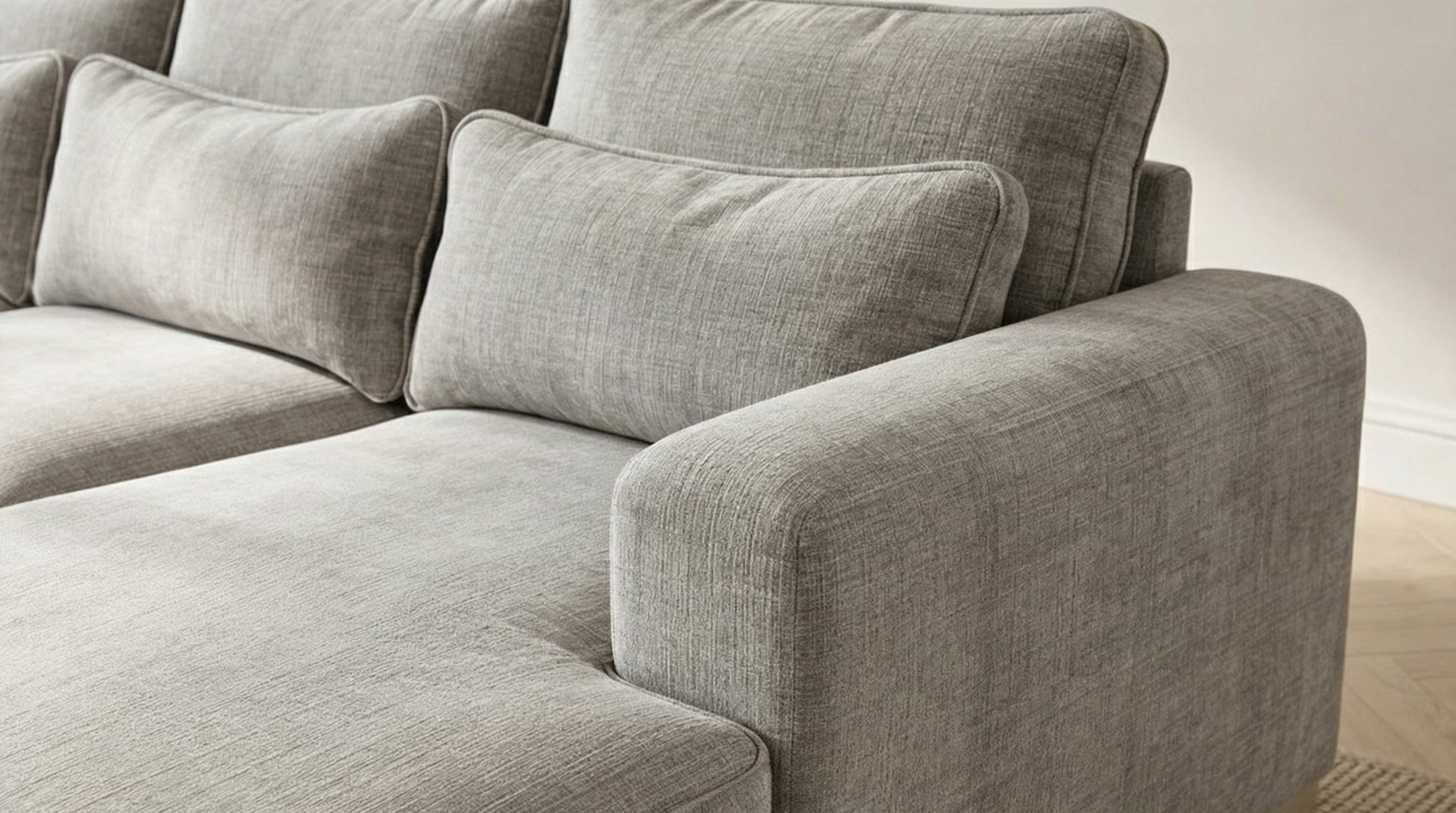 Canapé d'angle déhoussable 4/5 places mini MARBELLA en tweed - TRUST INDUSTRIE - Gris  - Droit - Gauche