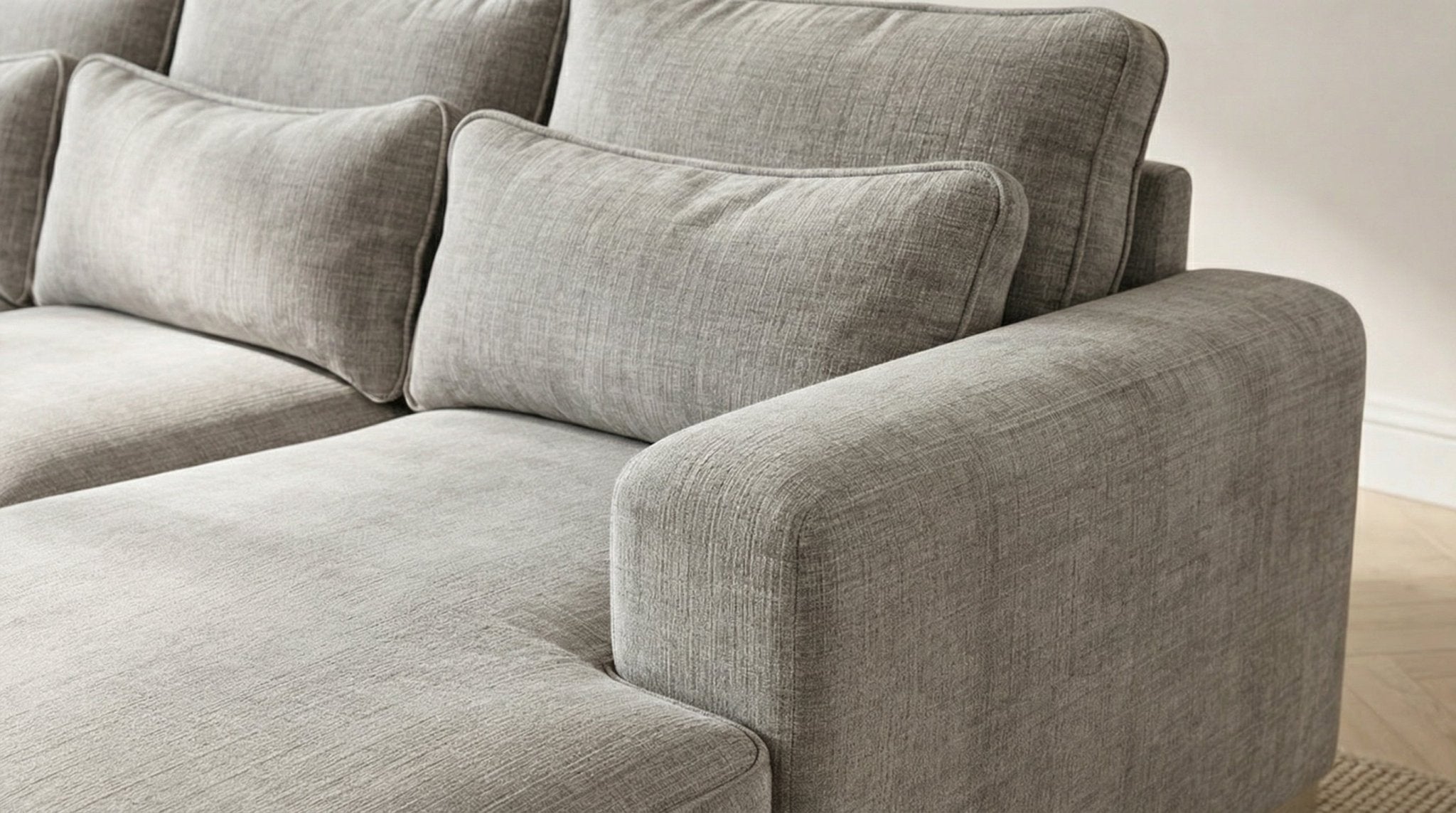 Canapé d'angle déhoussable 4/5 places mini MARBELLA en tweed - TRUST INDUSTRIE - Gris  - Droit - Gauche