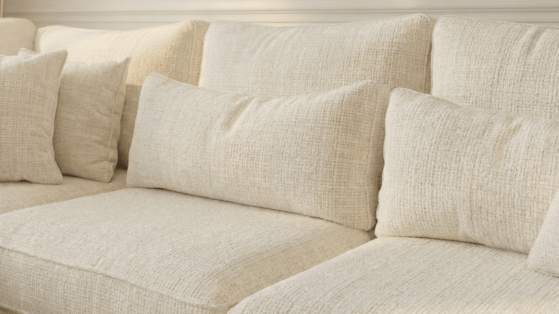 Canapé d'angle déhoussable 5 places MARBELLA en tweed - TRUST INDUSTRIE -Ecru - Angle gauche - 