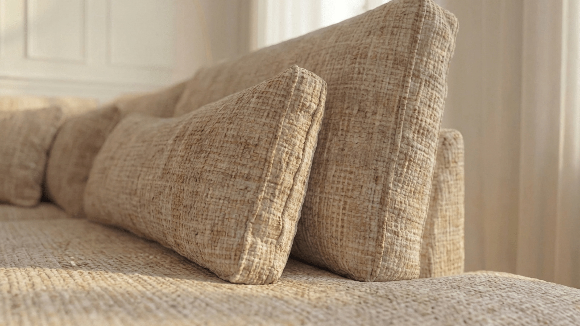 Canapé d'angle déhoussable 5 places MARBELLA en tweed - TRUST INDUSTRIE - Beige 05 - Angle droit - 