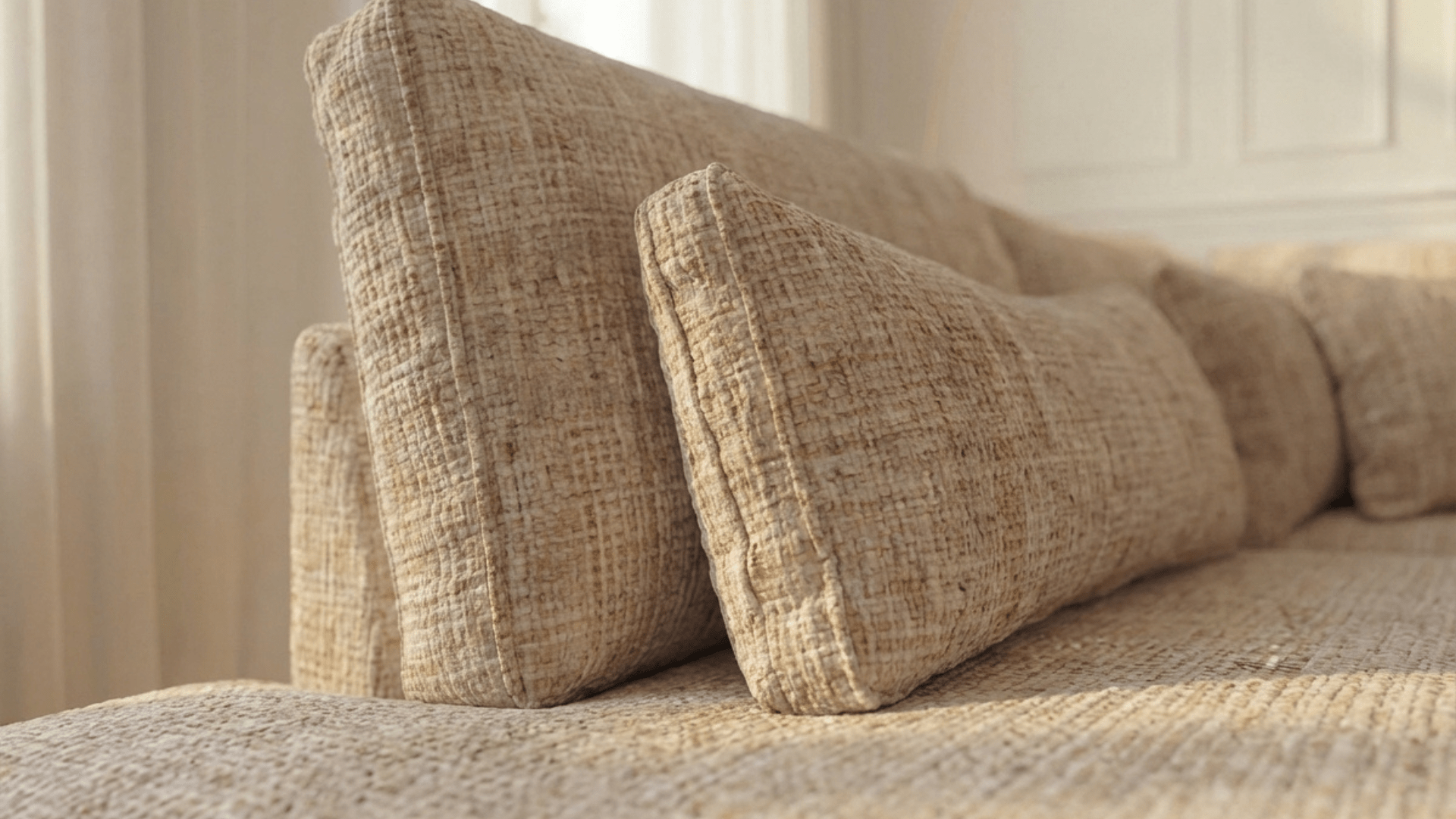 Canapé d'angle déhoussable 5 places MARBELLA en tweed - TRUST INDUSTRIE - beige 05 - Angle gauche - 