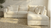 Canapé d'angle déhoussable 5 places MARBELLA en tweed - TRUST INDUSTRIE - Ecru- Angle droit - 