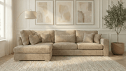 Canapé d'angle déhoussable 5 places MARBELLA en tweed - TRUST INDUSTRIE - beige 05 - Angle gauche - 