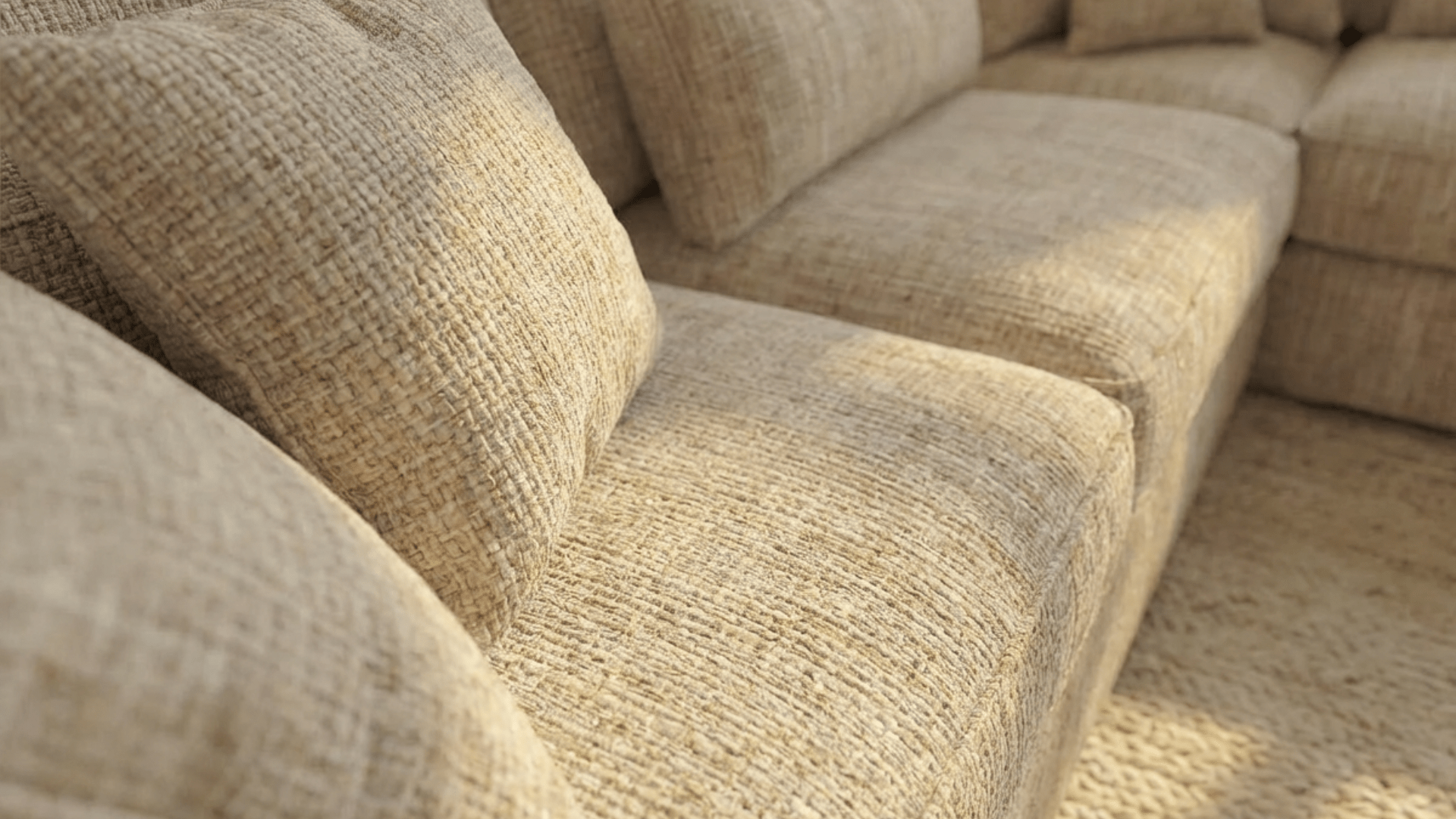 Canapé d'angle déhoussable 5 places MARBELLA en tweed - TRUST INDUSTRIE - Beige 05 - Angle droit - 