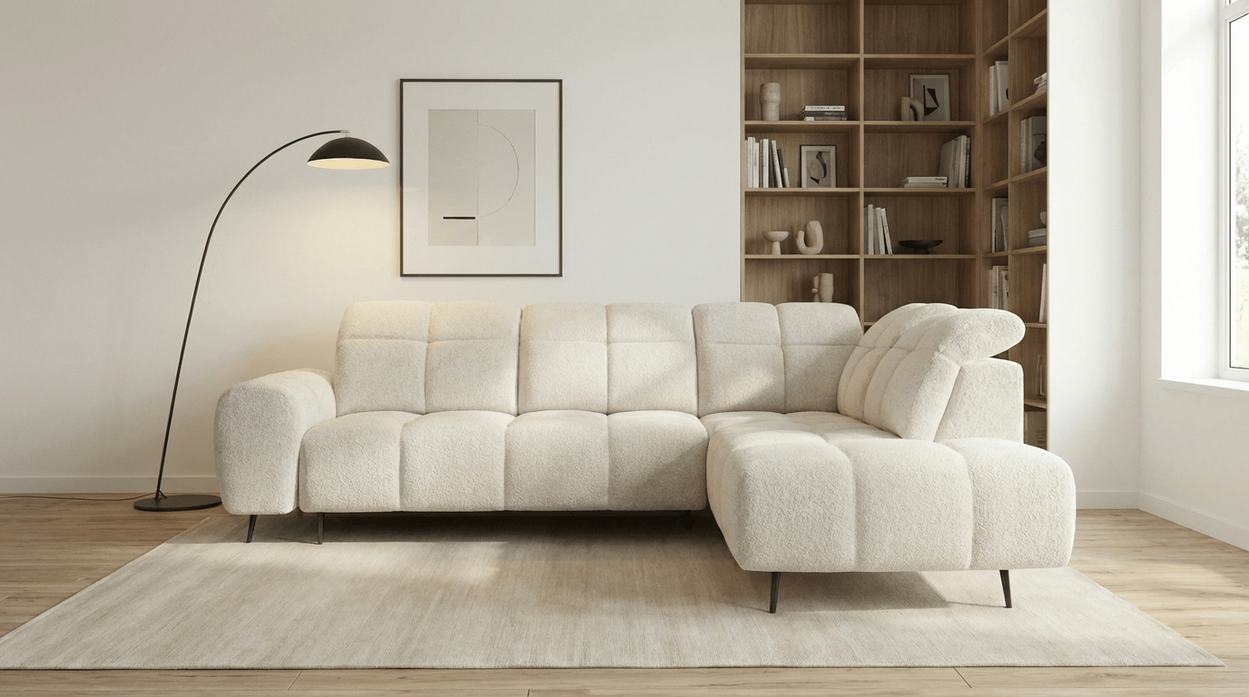 Canapé d’angle relax électrique 6 places SERGIO L en tissu avec têtières réglables - Trust Industrie - Beige - Droit