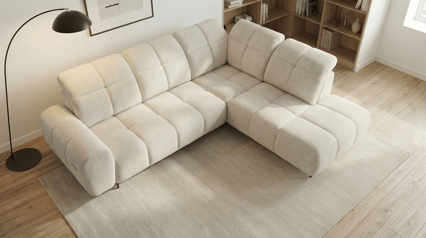 Canapé d’angle relax électrique 6 places SERGIO L en tissu avec têtières réglables - Trust Industrie - Beige - Droit