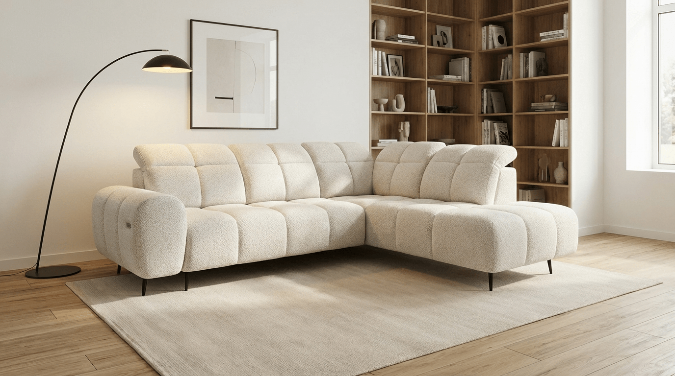 Canapé d’angle relax électrique 6 places SERGIO L en tissu avec têtières réglables - Trust Industrie - Beige - Droit
