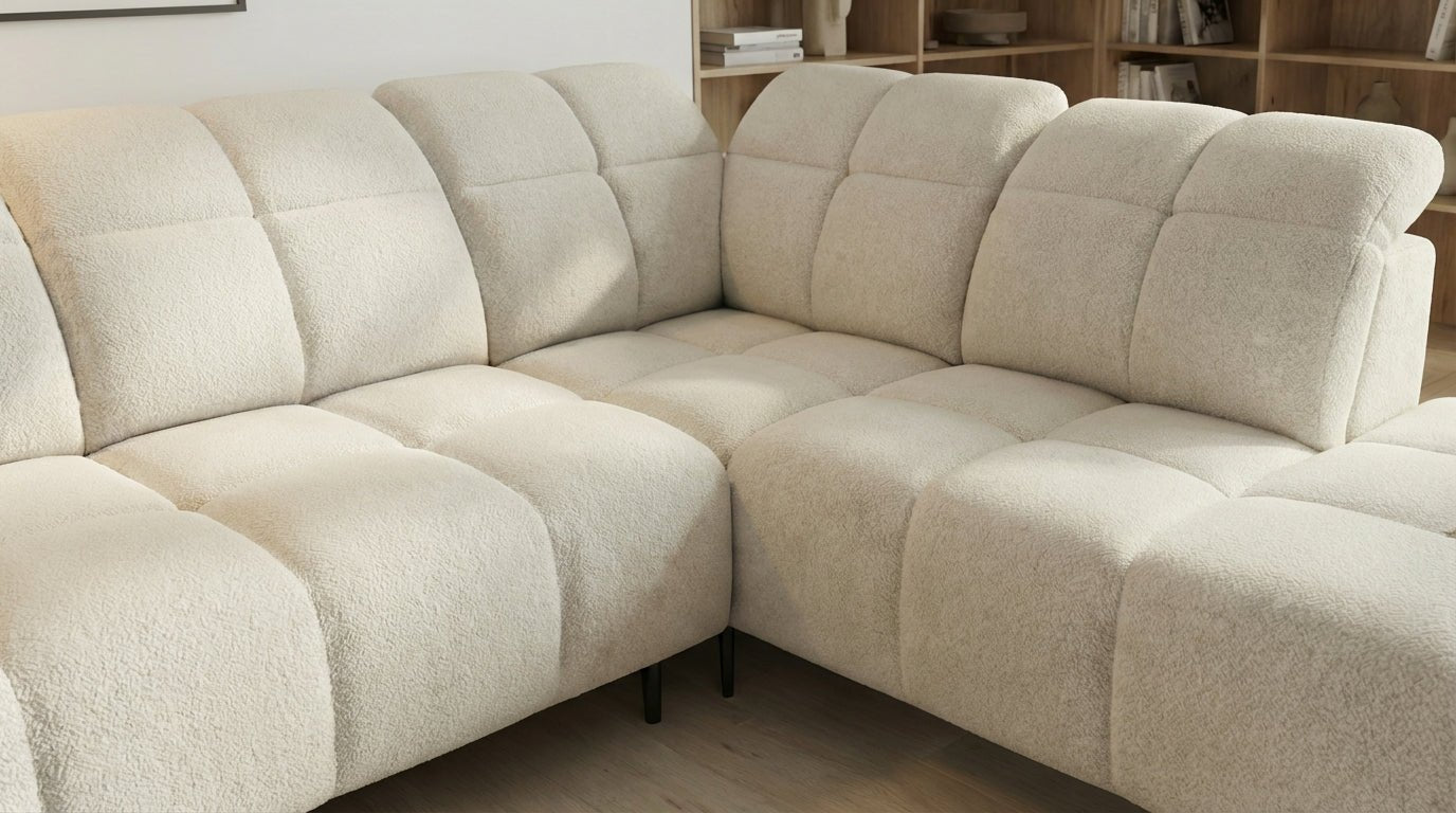 Canapé d’angle relax électrique 6 places SERGIO L en tissu avec têtières réglables - Trust Industrie - Beige - Droit