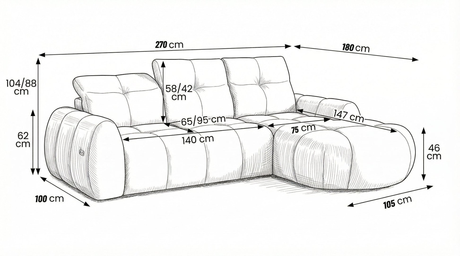 Canapé d’angle relax électrique 6 places SORENA L en velours - TRUST INDUSTRIE - Ecru - Gauche - 