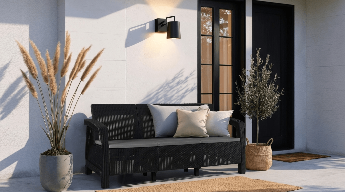 Canapé de jardin FLINT en technorattan noir – 3 places - TRUST INDUSTRIE - 