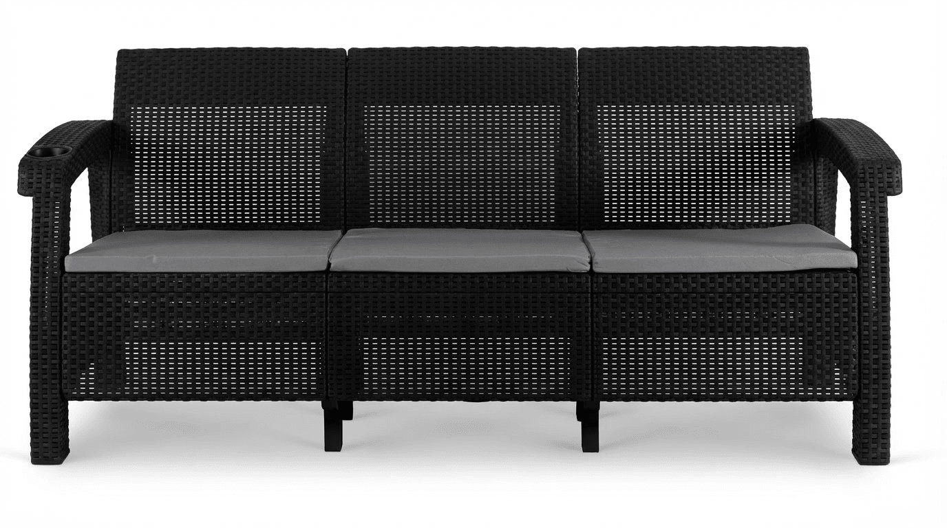 Canapé de jardin FLINT en technorattan noir – 3 places - TRUST INDUSTRIE - 