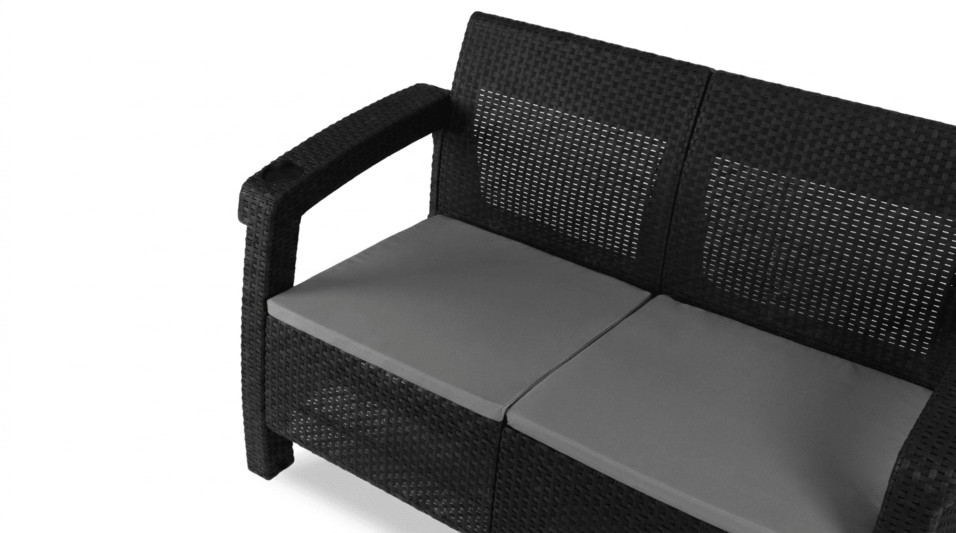Canapé de jardin FLINT en technorattan noir – 3 places - TRUST INDUSTRIE - 