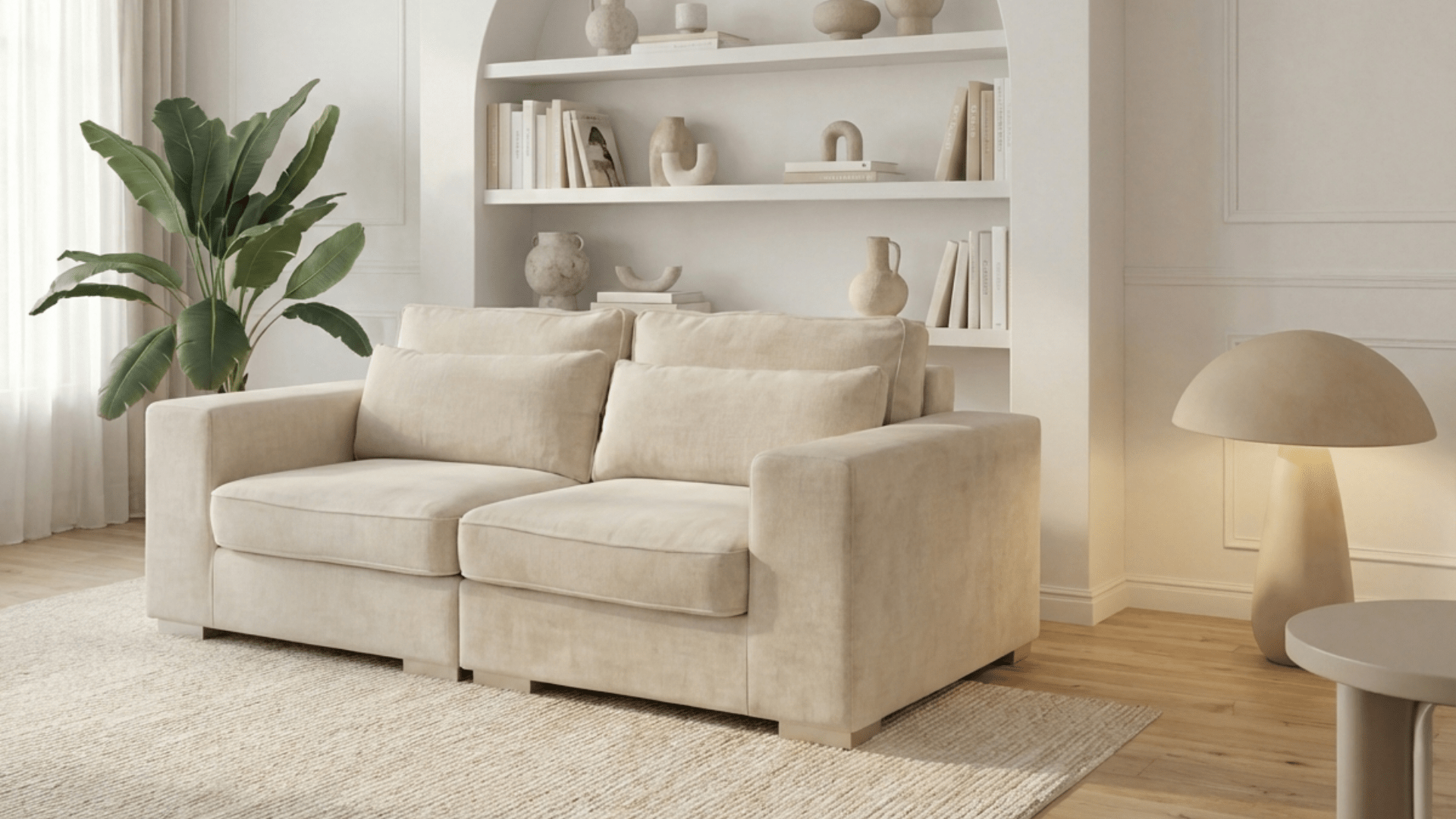 Canapé droit 3 places COSTA en tissu - Trust Industrie - Ecru - 