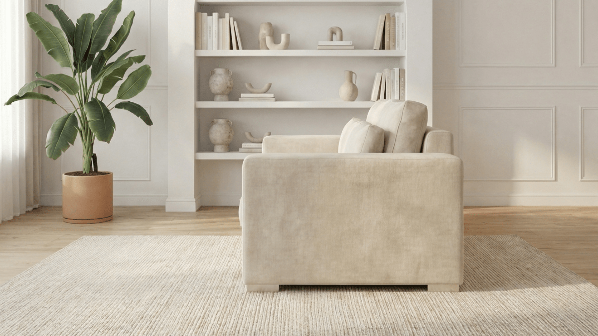 Canapé droit 3 places COSTA en tissu - Trust Industrie - Ecru - 