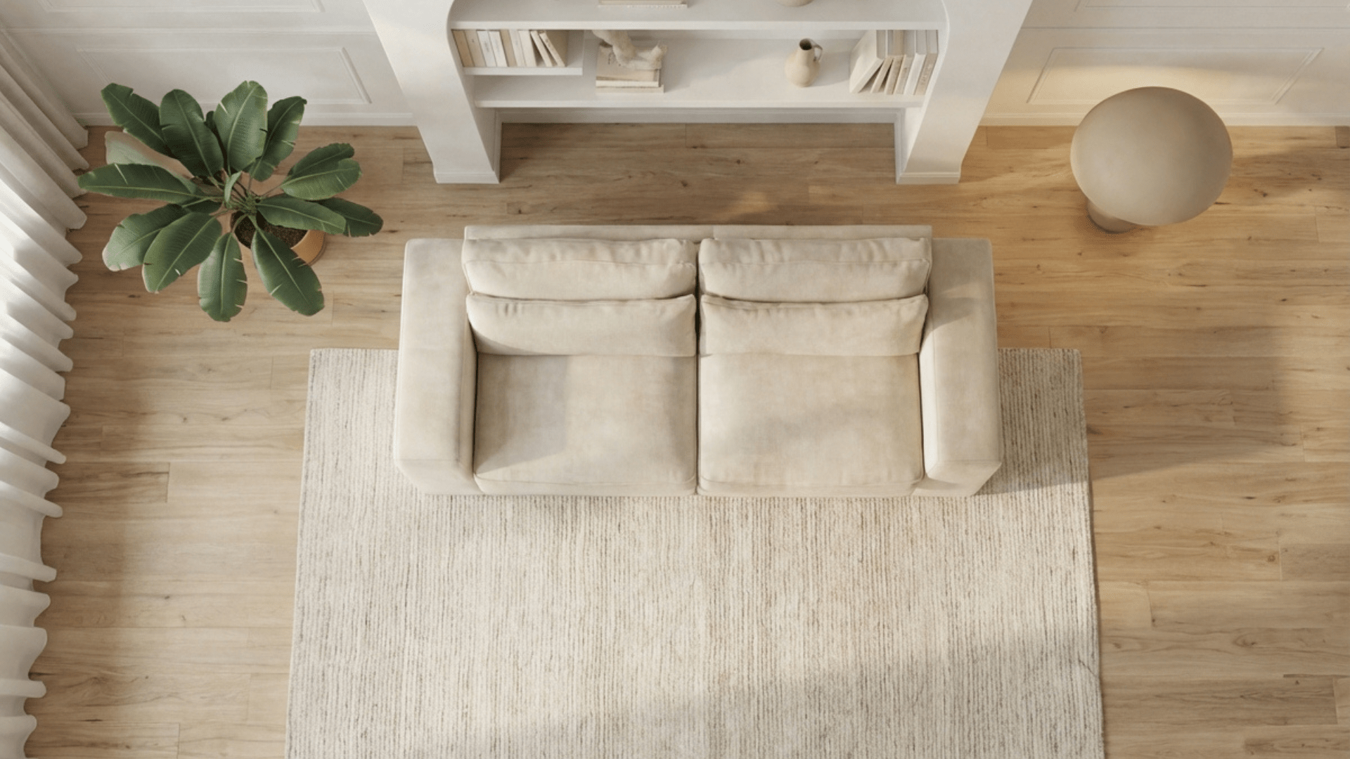 Canapé droit 3 places COSTA en tissu - Trust Industrie - Ecru - 