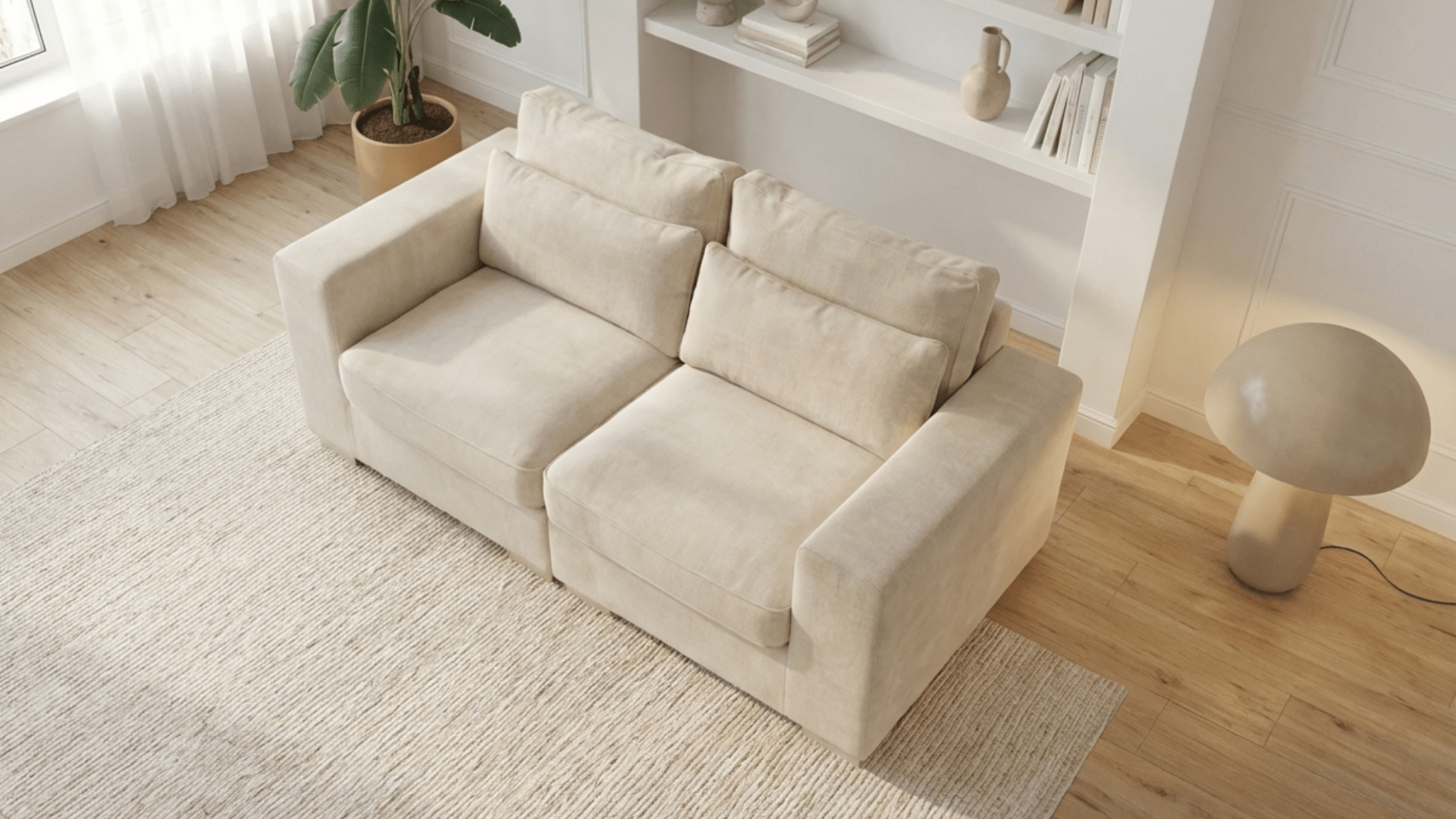 Canapé droit 3 places COSTA en tissu - Trust Industrie - Ecru - 