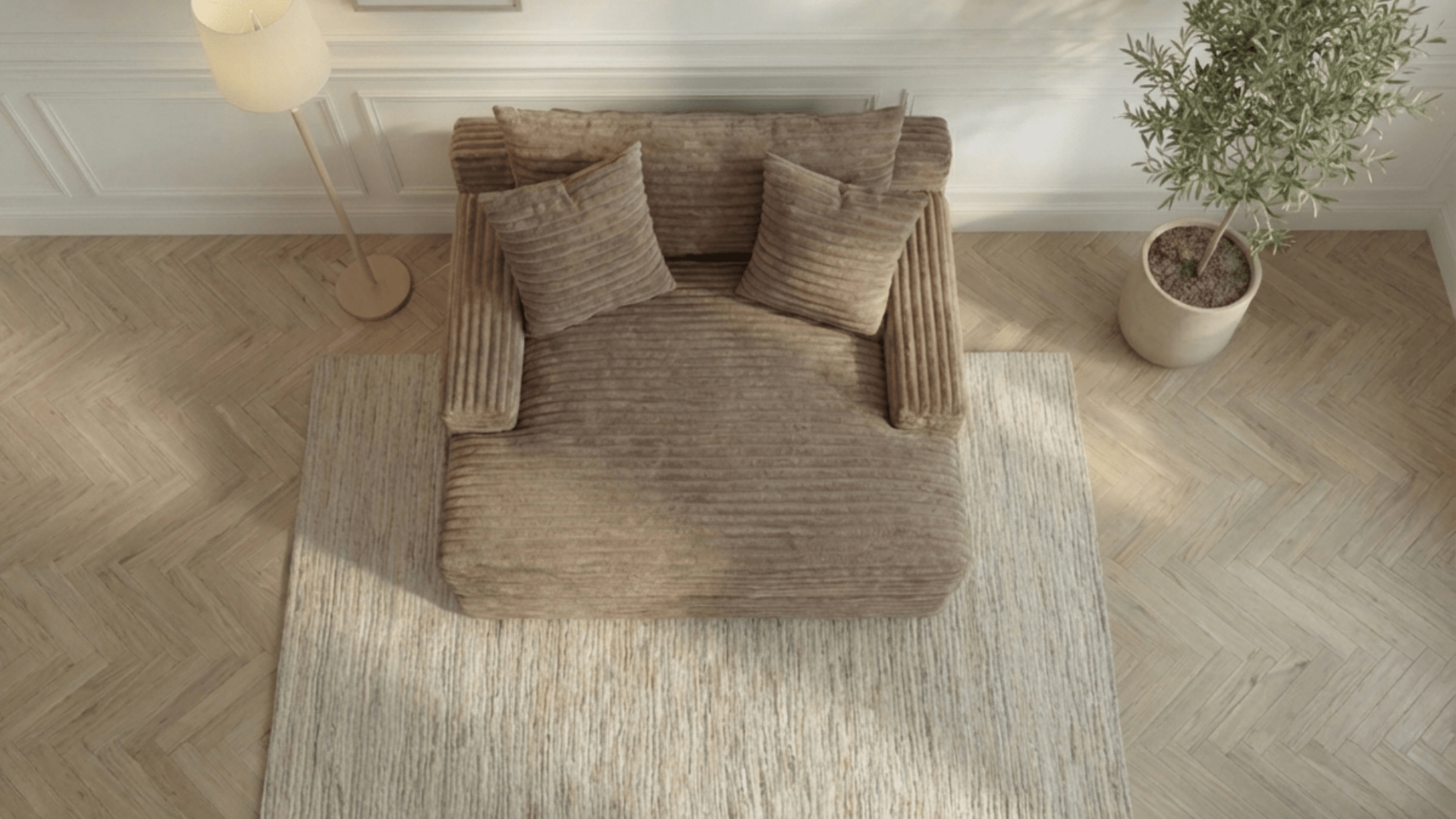 Canapé droit déhoussable 3 places EVA en velours - Trust Industrie - Taupe 35 - 