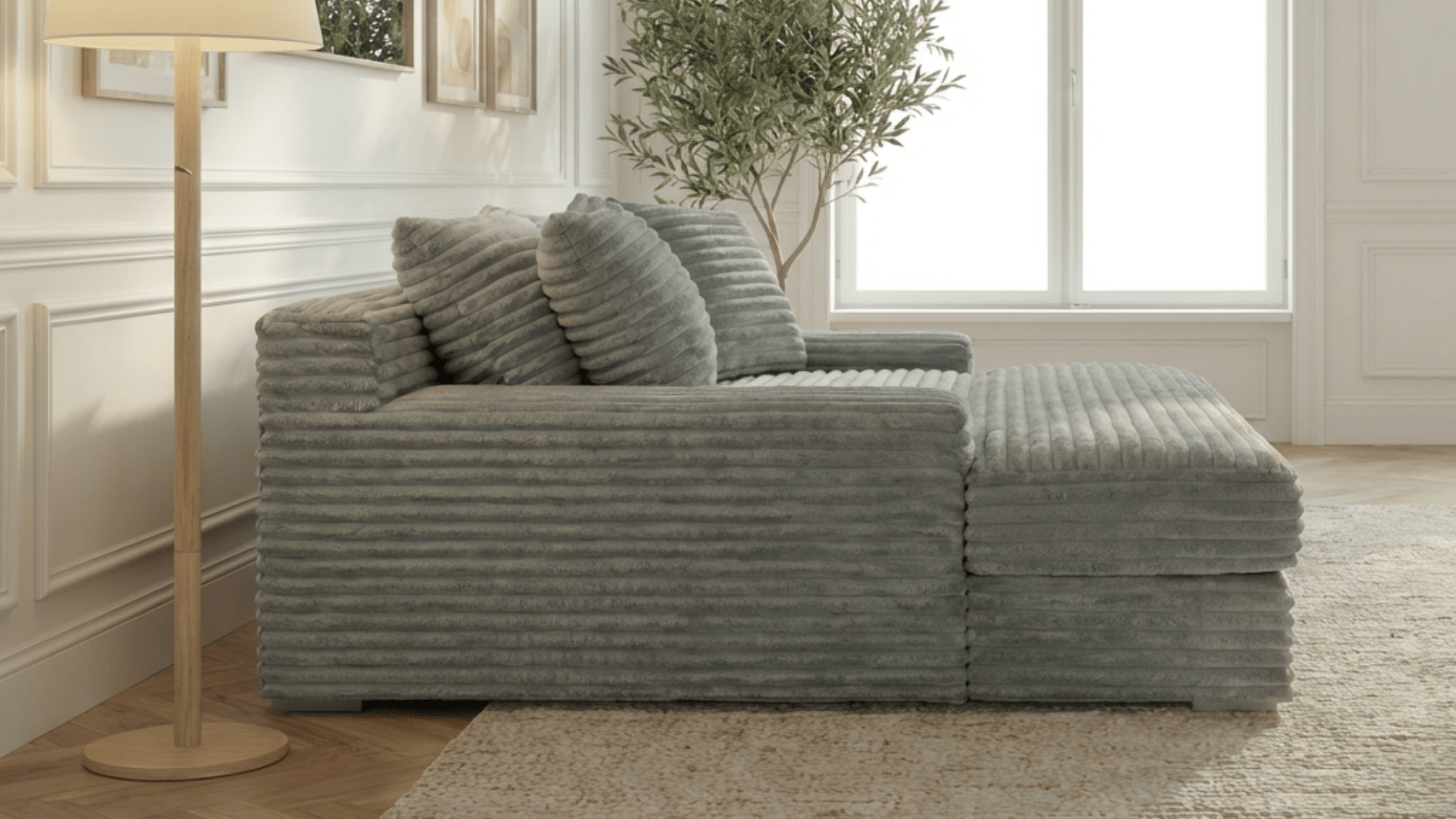 Canapé droit déhoussable 3 places EVA en velours - Trust Industrie - Gris 07 - 